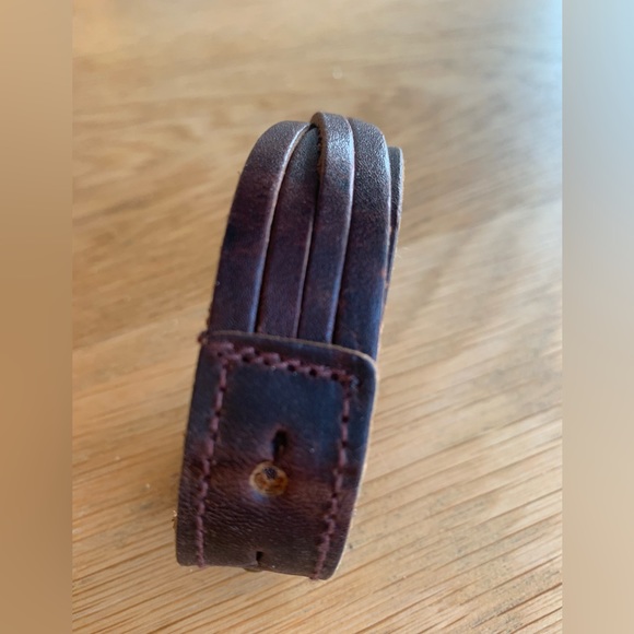 Braided brown leather wrap bracelet - Picture 3 of 4